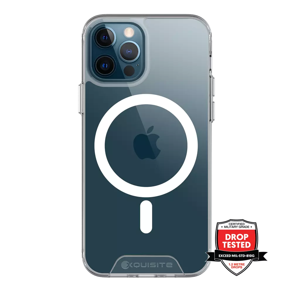 ProMag Clear case fitted to an iPhone 12 Pro Max, showing the phone through the back.