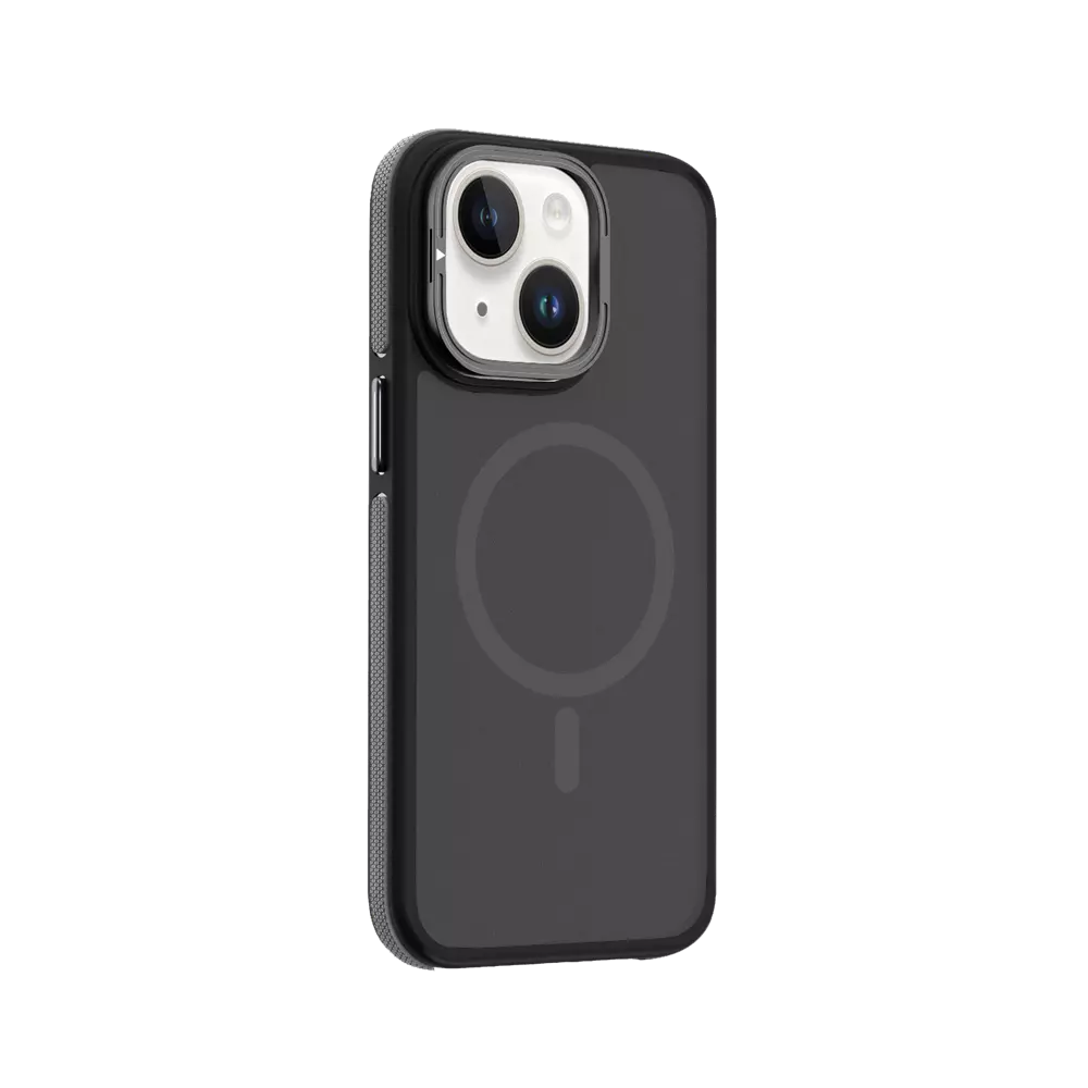 Grey ProMag Grip case fitted to an iPhone 14.