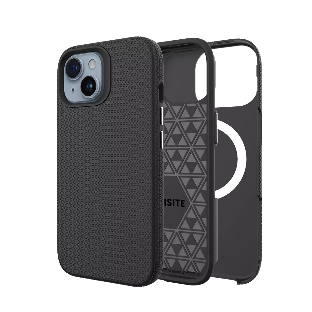 Black ProGrip MagSafe case fitted to an iPhone 15.