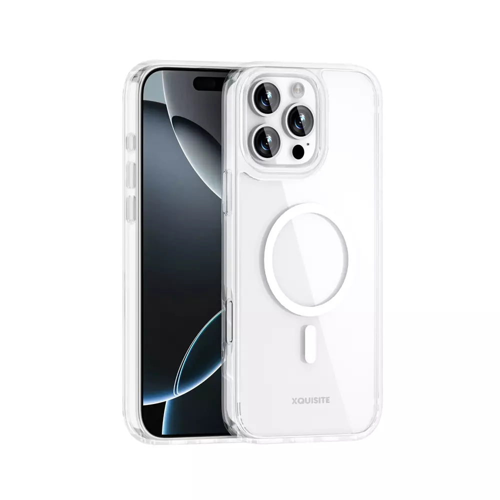 White ProMag Vibe case fitted to an iPhone 15 Plus.