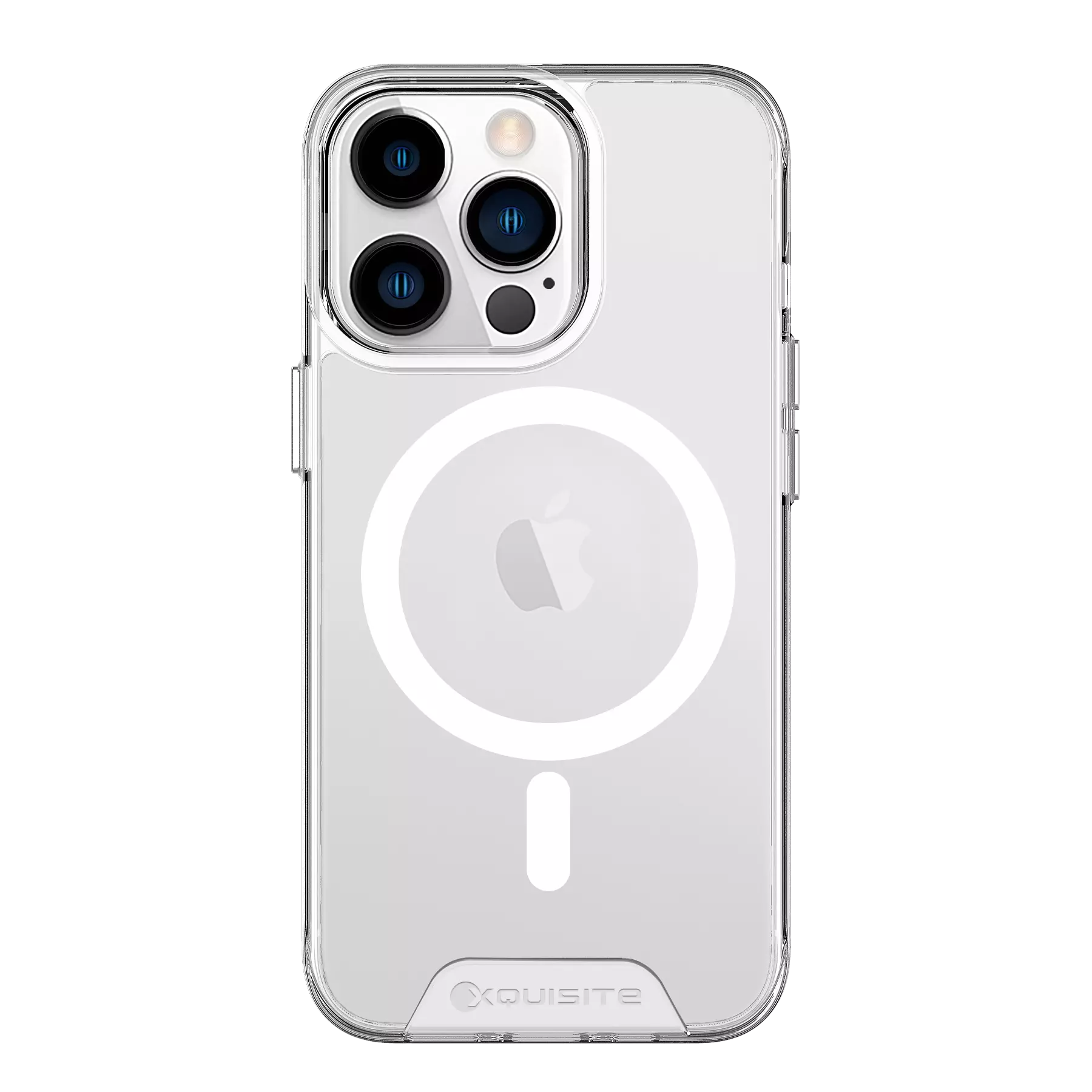 ProMag Clear case fitted to an iPhone 13 Pro, showing the phone through the back.