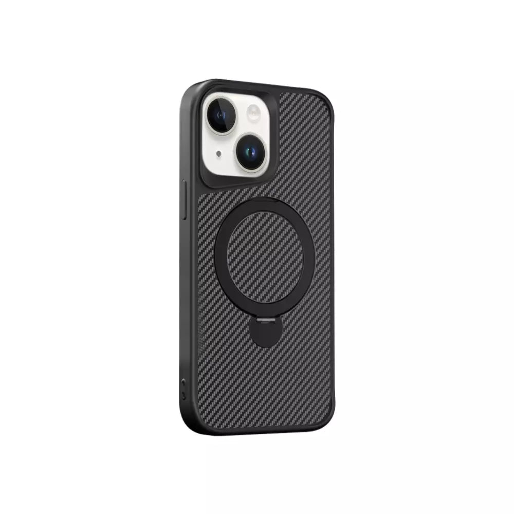 Black ProMag Kevlar360 case fitted to an iPhone 15.