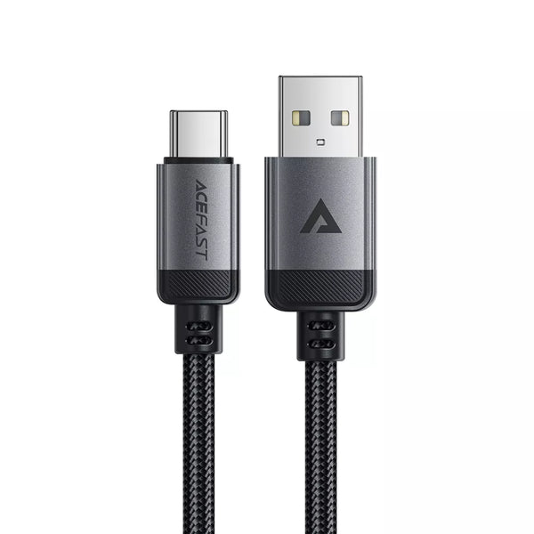 Acefast 1.2m 3A USB to USB-C Braided Cable, Black