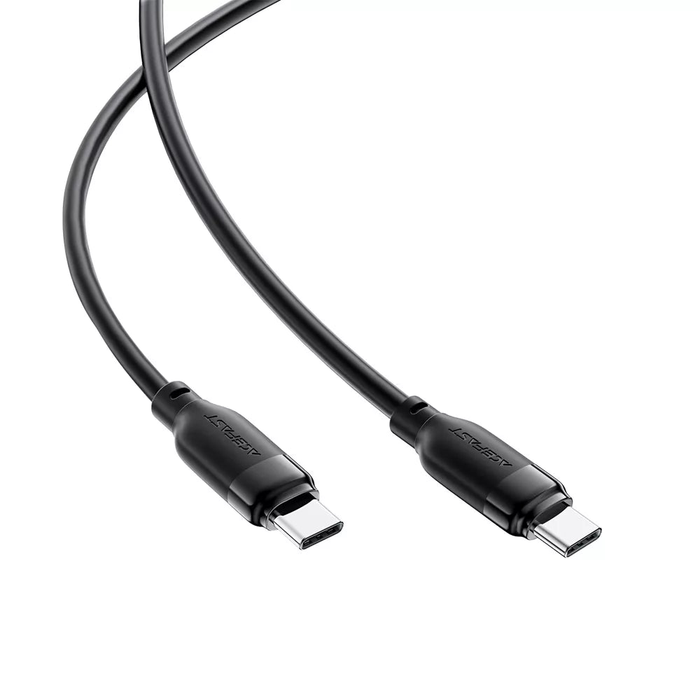 Black Acefast 60W USB-C to USB-C cable neatly coiled.