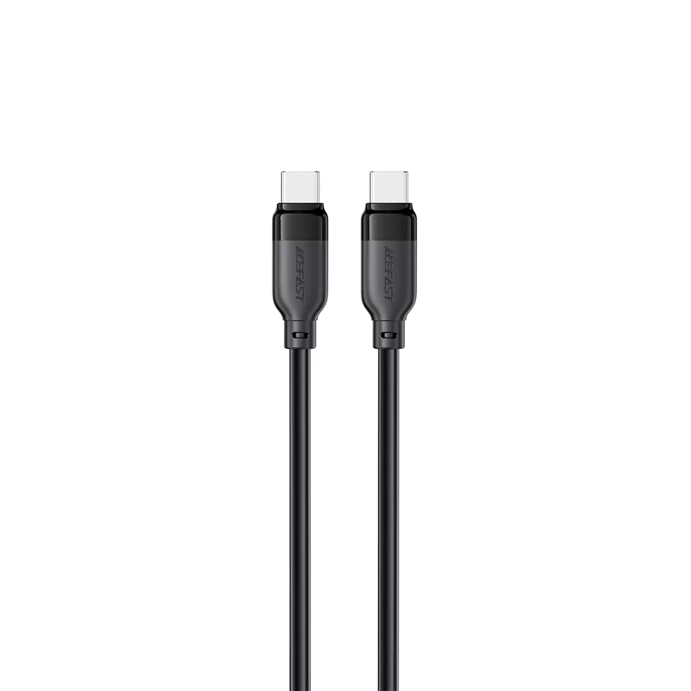 Black Acefast 60W USB-C to USB-C cable neatly coiled.