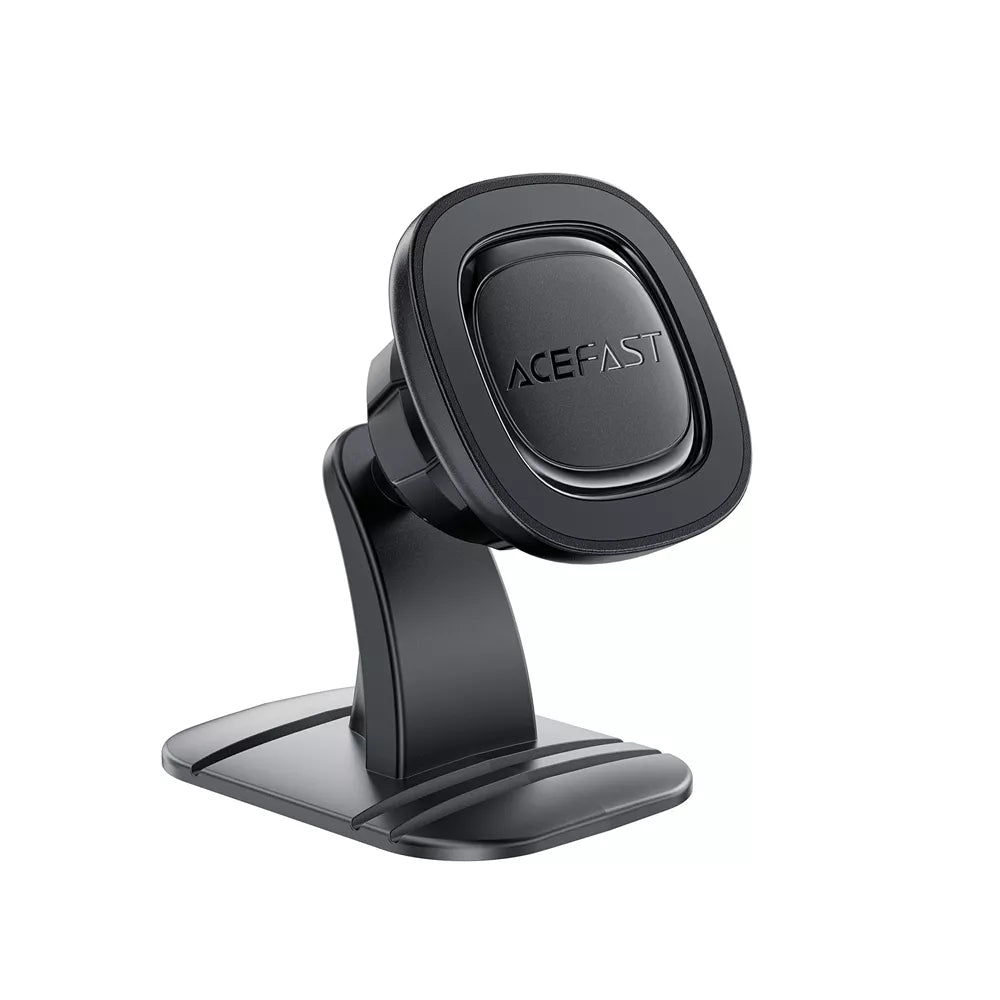 Small black Acefast magnetic phone holder standing on a car centre console.