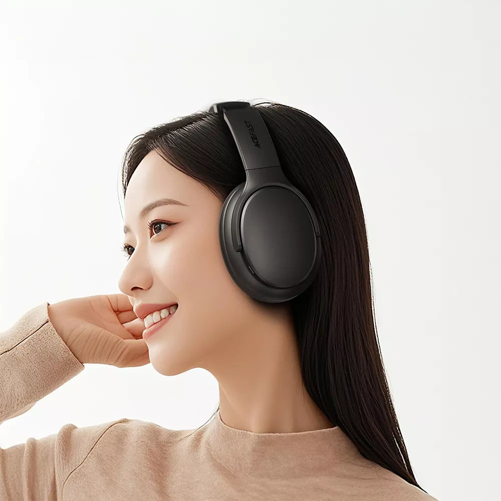 Black Acefast foldable on-ear wireless headphones shown from the side.