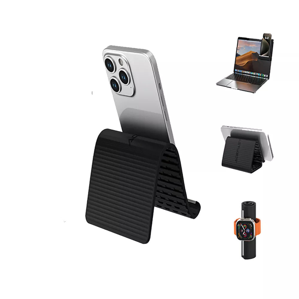 Black Acefast folding stand holding a tablet at a raised angle.