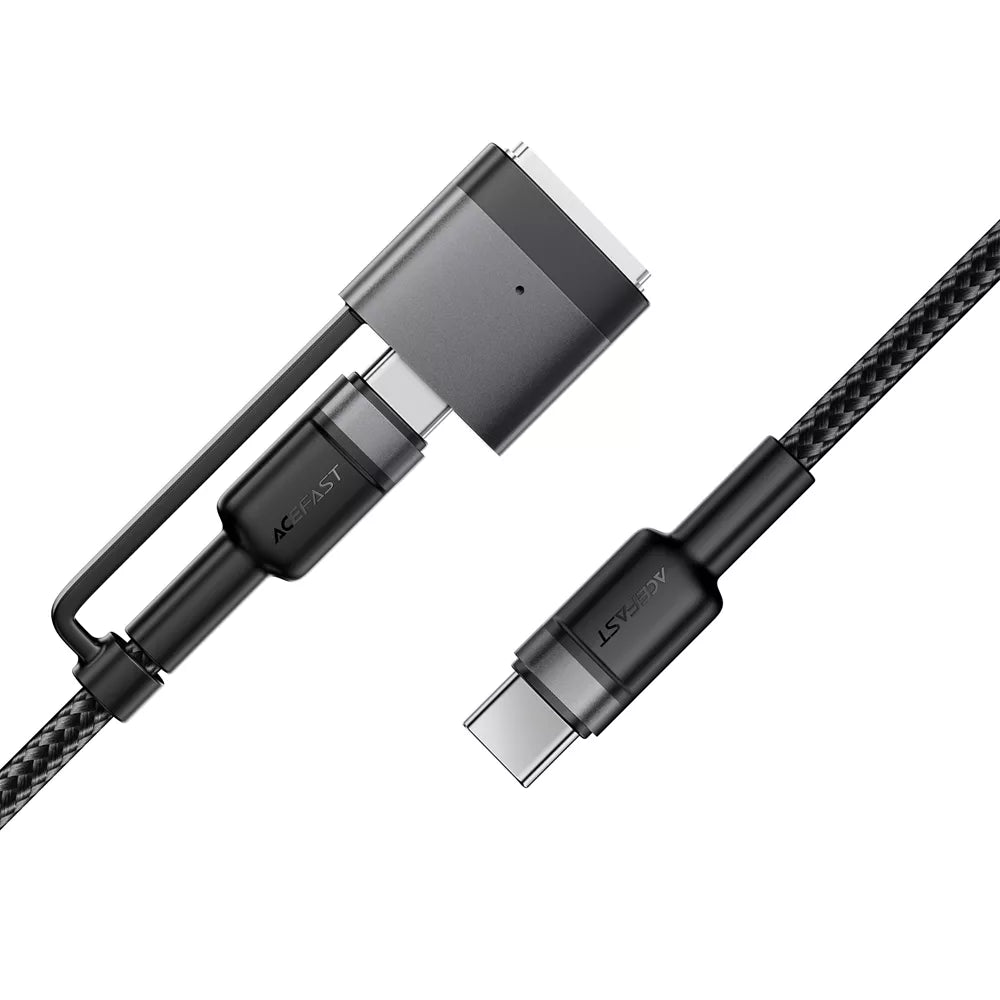 Black braided Acefast cable with a USB-C end and a magnetic MagSafe 3 tip.