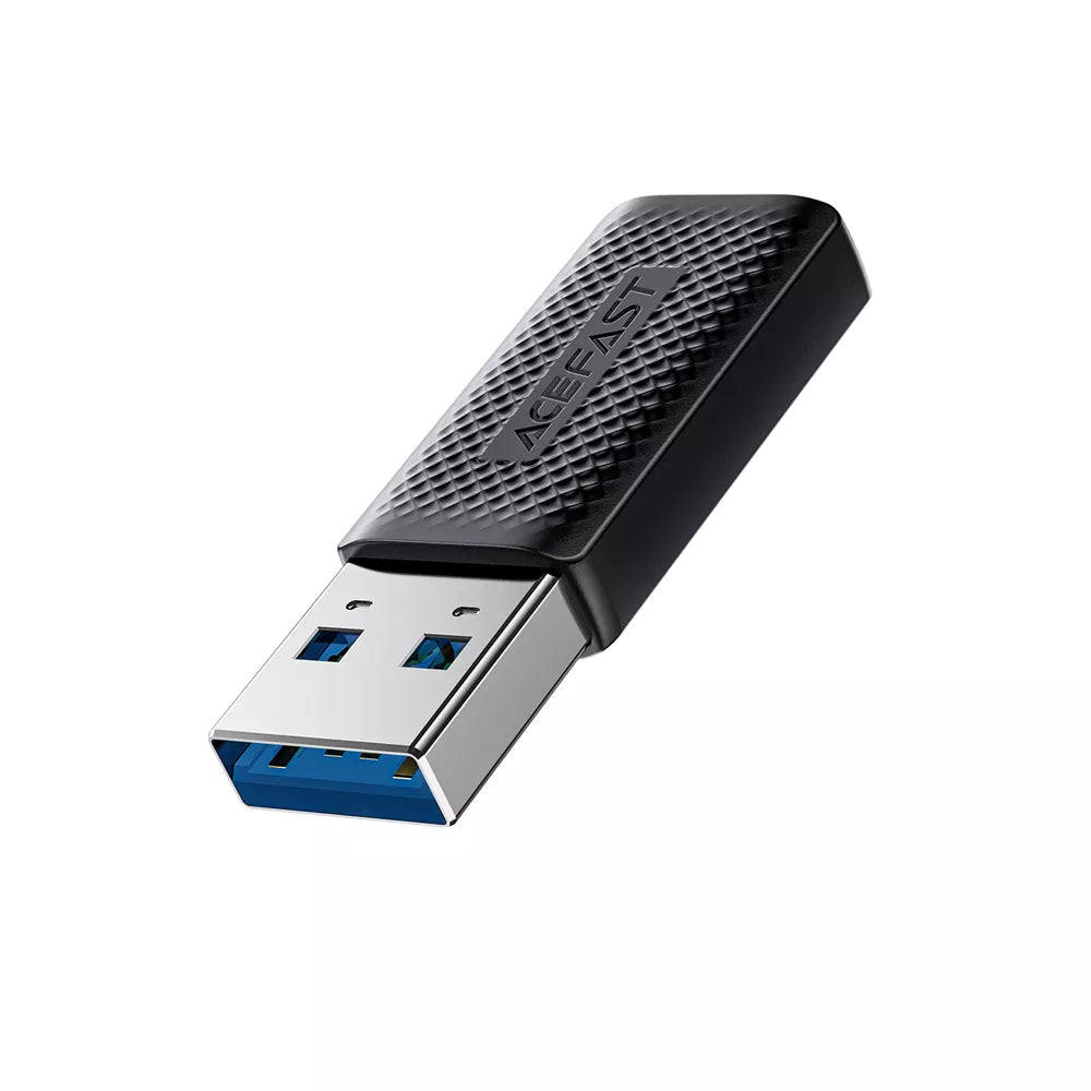 Slim black Acefast TPE adapter with a USB-C plug and a USB-A socket.