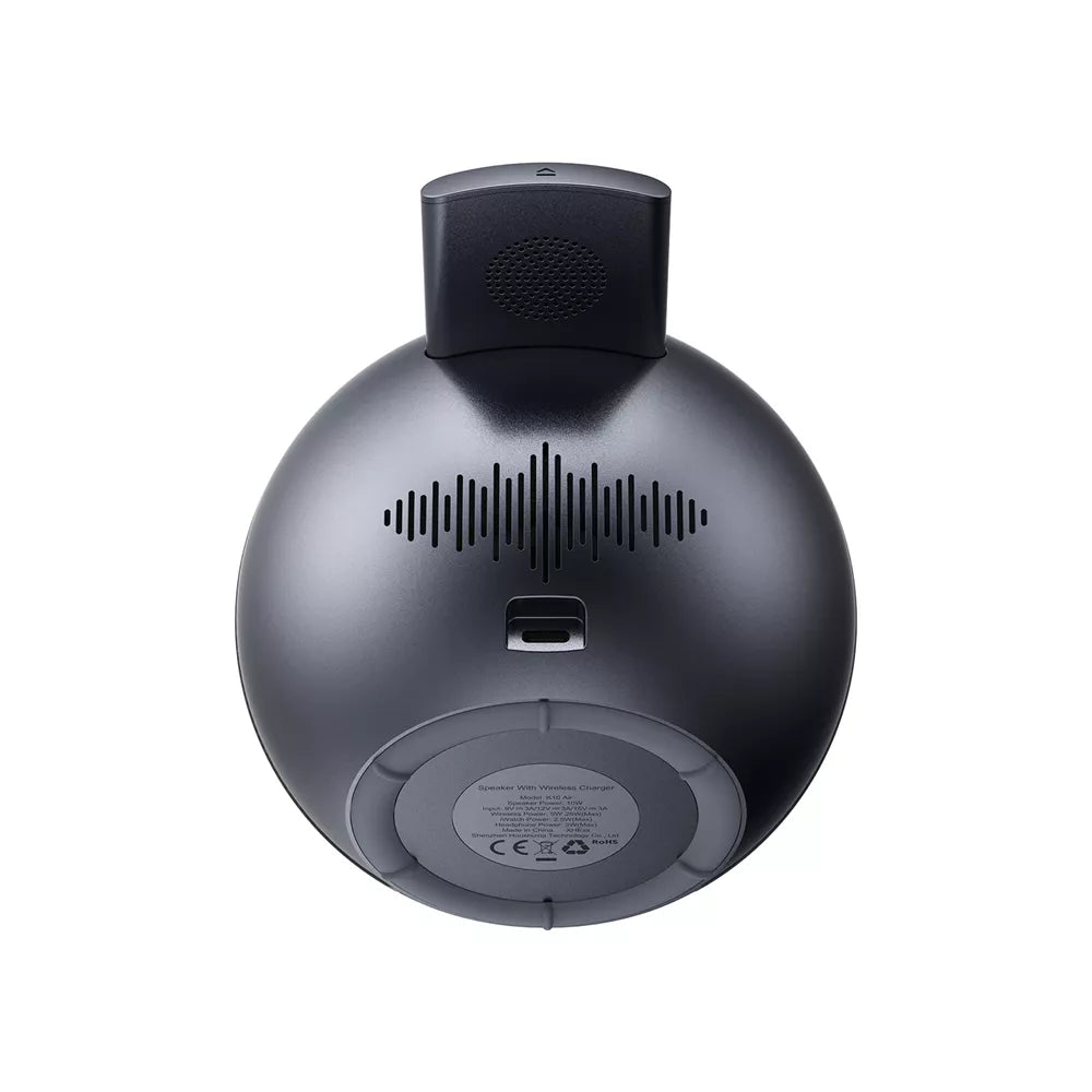 Grey Acefast bedside speaker with a magnetic MagSafe charging pad on the front.