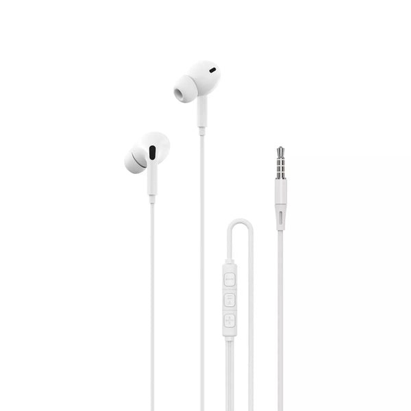 Devia 3.5mm In-Ear Earphones with Mic and Volume Control, White