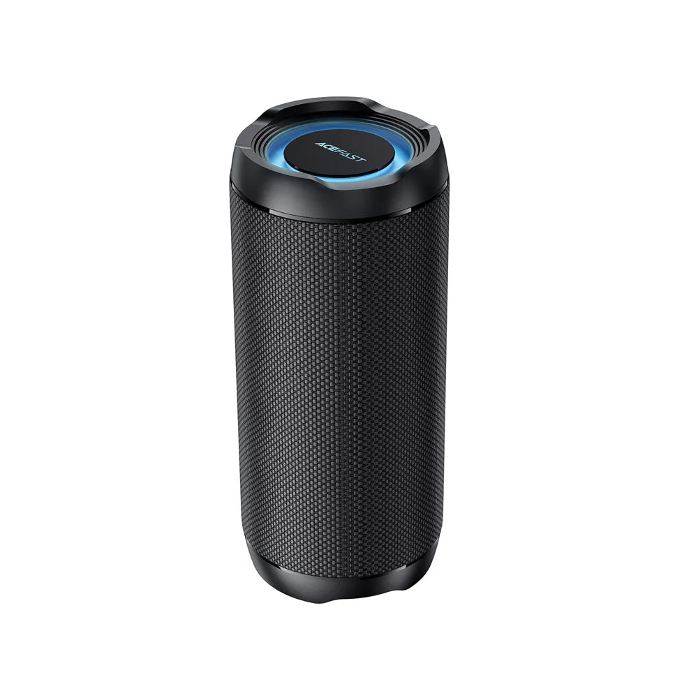 Black Acefast portable Bluetooth speaker with a front display and RGB lighting ring.