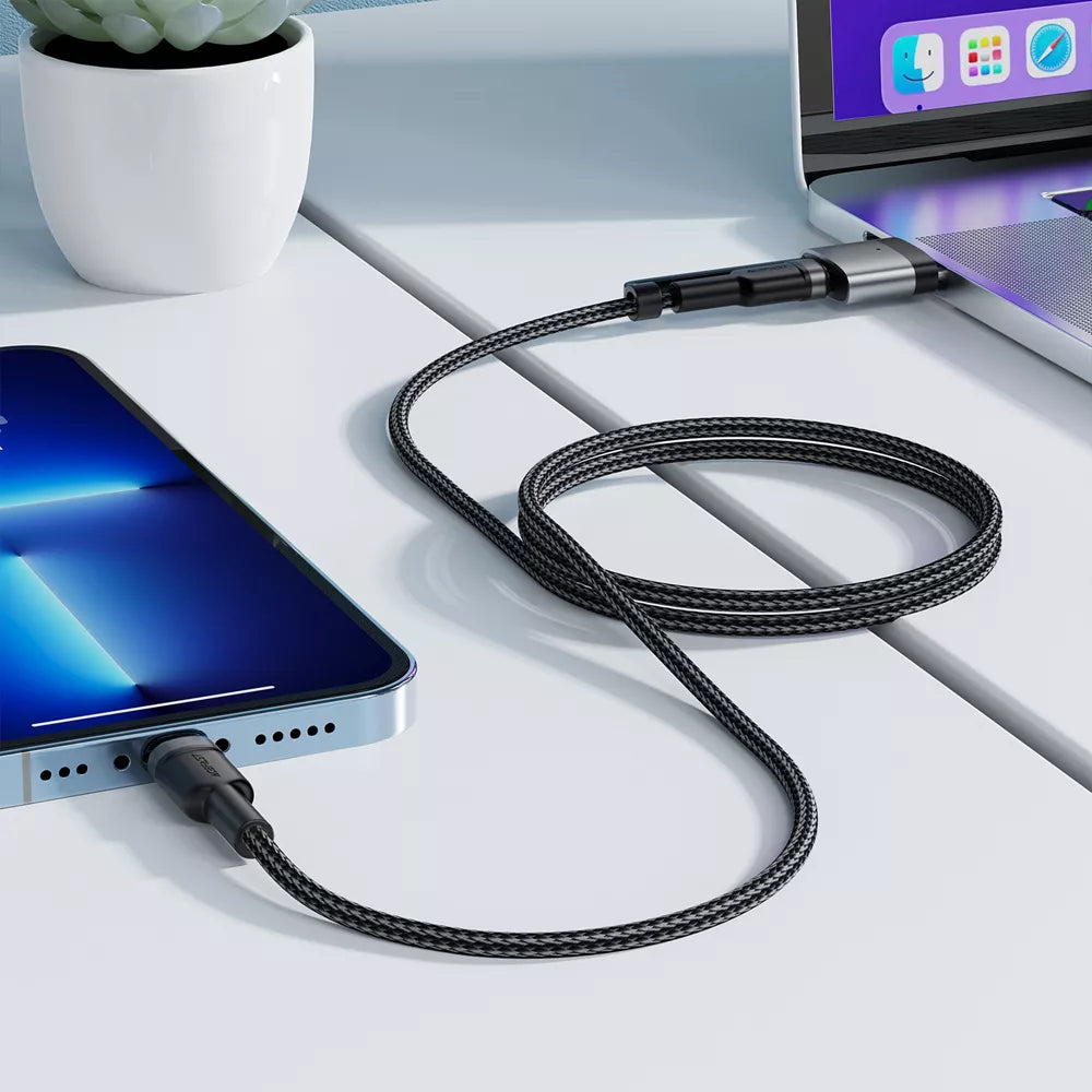 Black braided Acefast cable with a USB-C end and a magnetic MagSafe 3 tip.