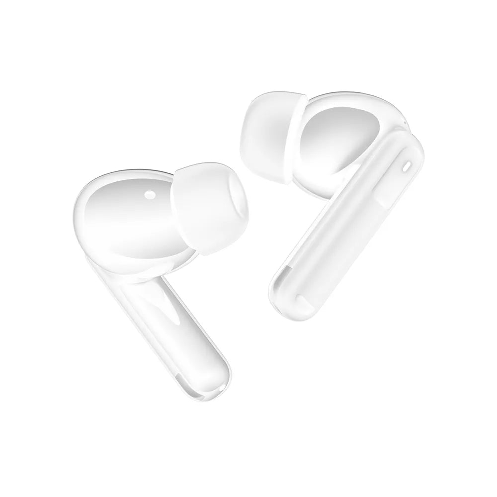 White Acefast wireless earbuds resting in their open charging case.