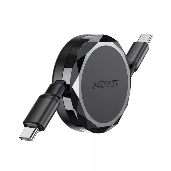 Acefast 0.8m Retractable USB-C to USB-C Cable, 60W, Black