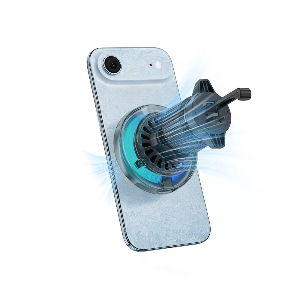 Black Acefast magnetic car vent charger holding a phone upright.