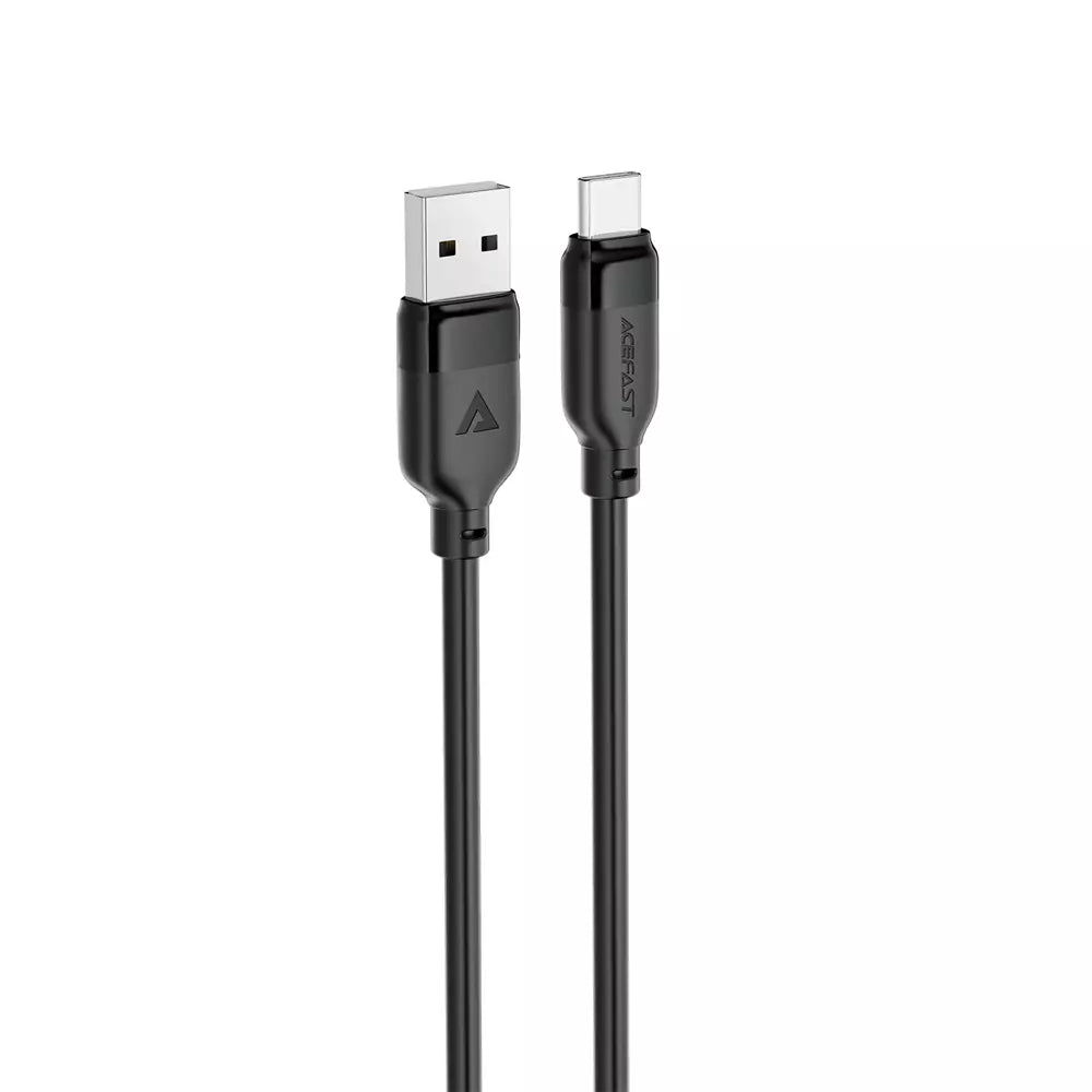 Black Acefast USB-A to USB-C charging cable with a smooth TPE finish.