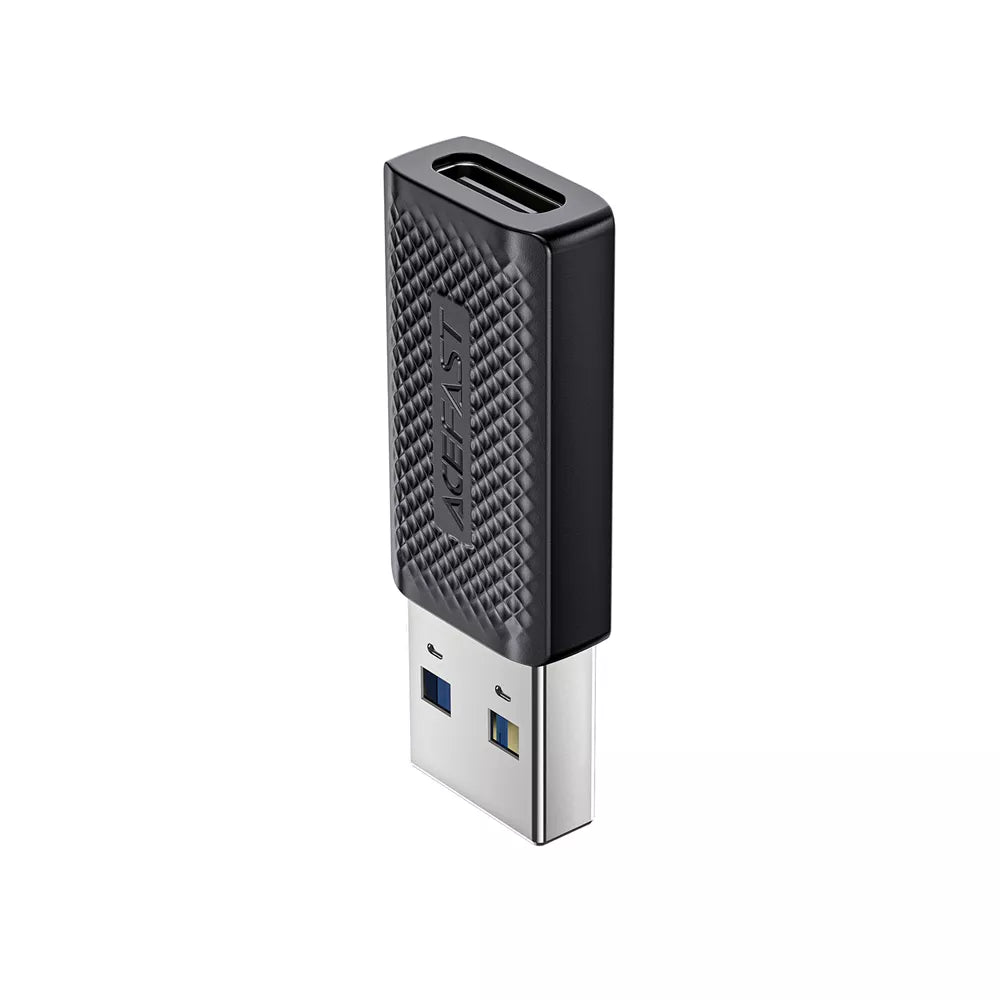 Slim black Acefast TPE adapter with a USB-C plug and a USB-A socket.