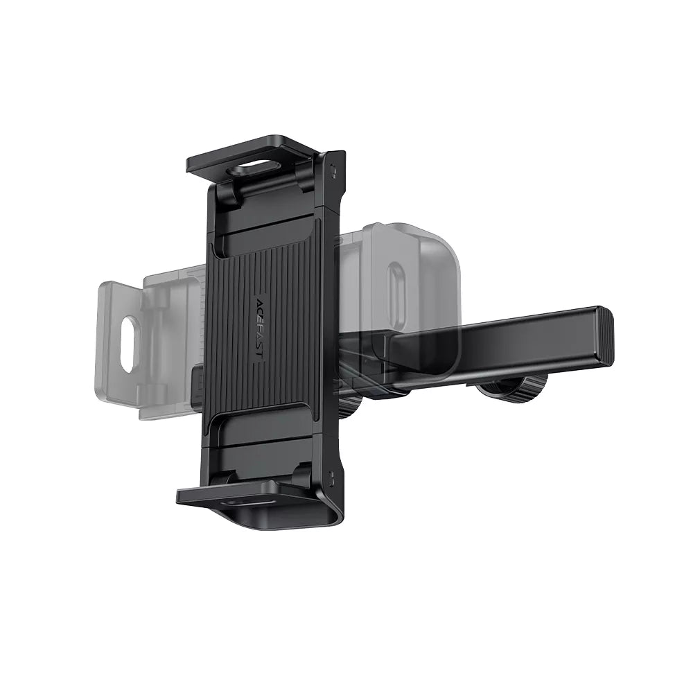 Black Acefast headrest mount holding a tablet on the back of a car seat.