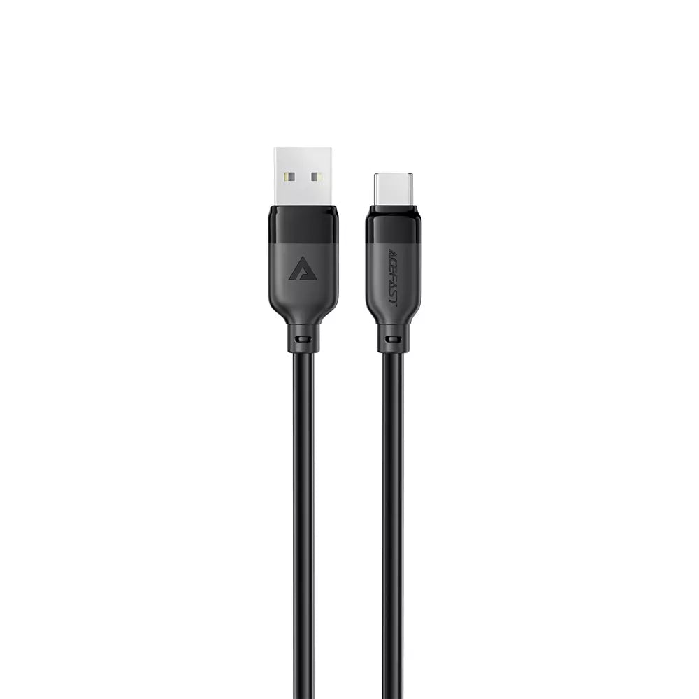 Black Acefast USB-A to USB-C charging cable with a smooth TPE finish.