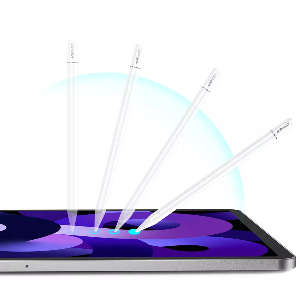Slim white Acefast stylus pencil for Apple iPad, shown with its cap removed.