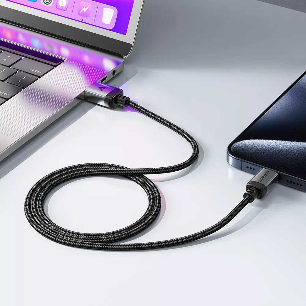 Black braided Acefast USB-A to USB-C cable ready to pack.