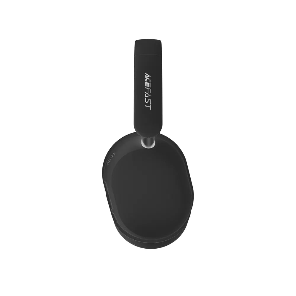 Black Acefast foldable on-ear wireless headphones with noise cancelling, folded flat.