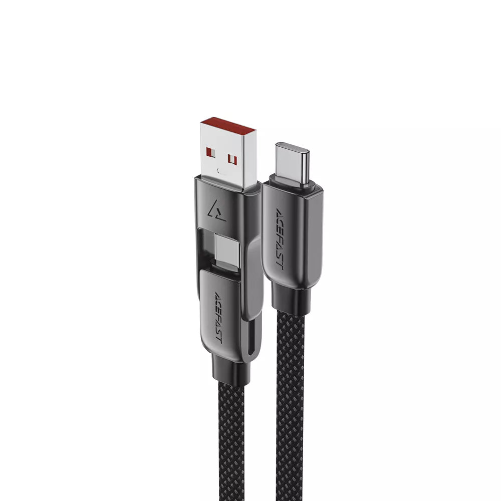 Short black braided Acefast cable with USB-A and USB-C plugs on one end.