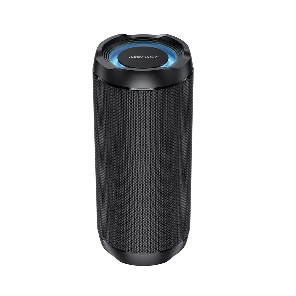 Black Acefast portable Bluetooth speaker with a front display and RGB lighting ring.