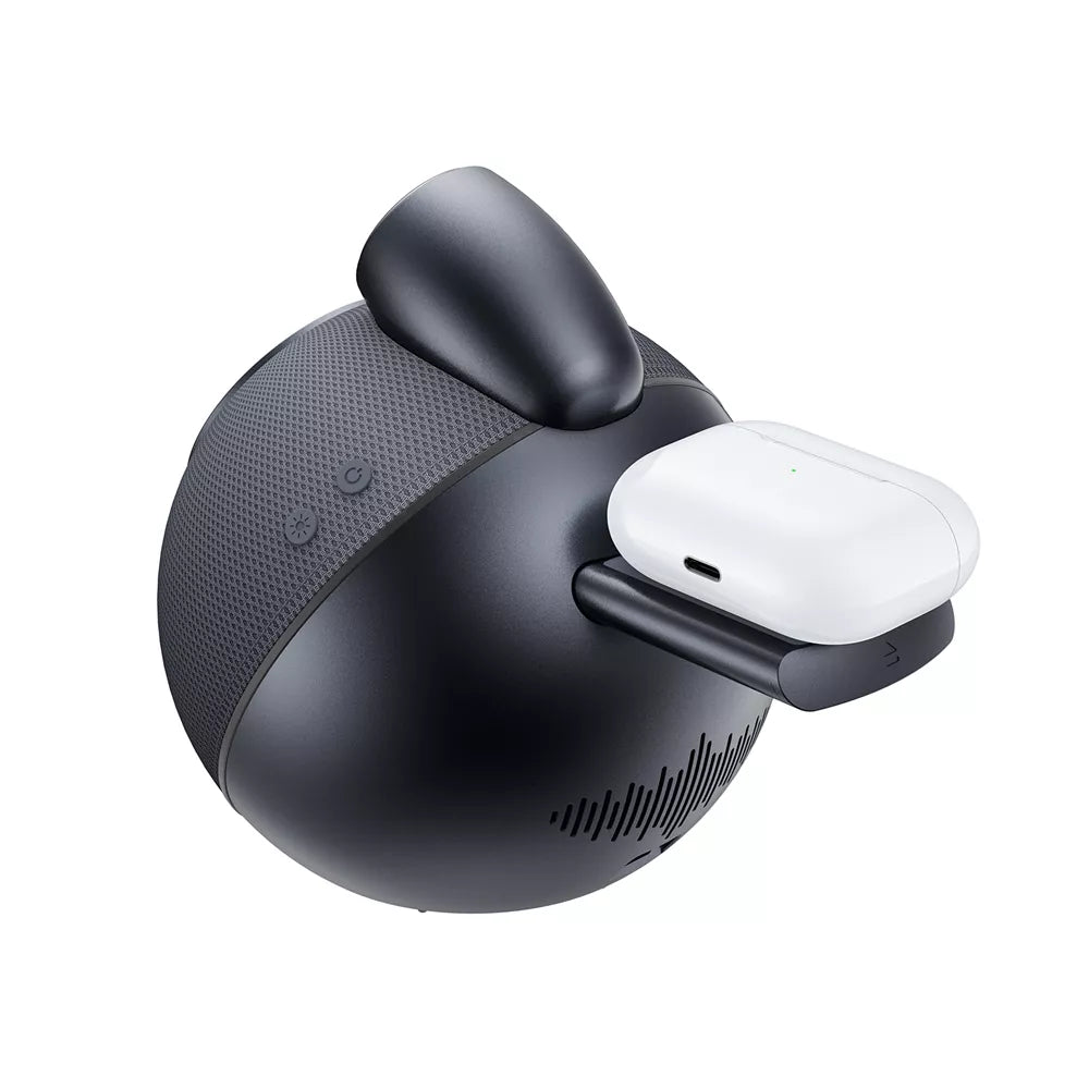 Grey Acefast bedside speaker with a magnetic MagSafe charging pad on the front.