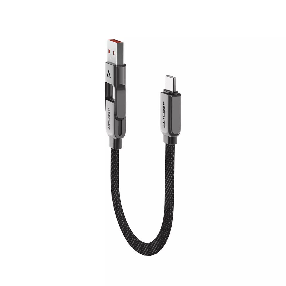 Short black braided Acefast cable with USB-A and USB-C plugs on one end.