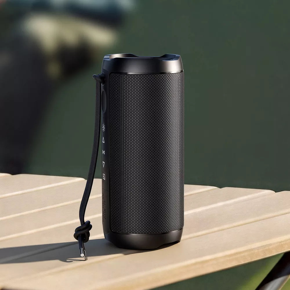 Black Acefast portable Bluetooth speaker with a front display and RGB lighting ring.