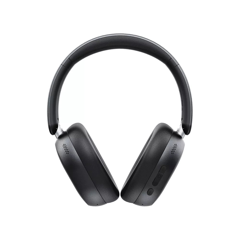 Black Acefast foldable on-ear wireless headphones with noise cancelling, folded flat.
