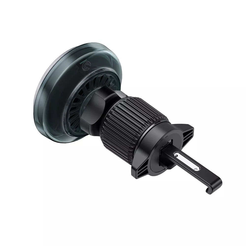 Black Acefast magnetic car vent charger holding a phone upright.