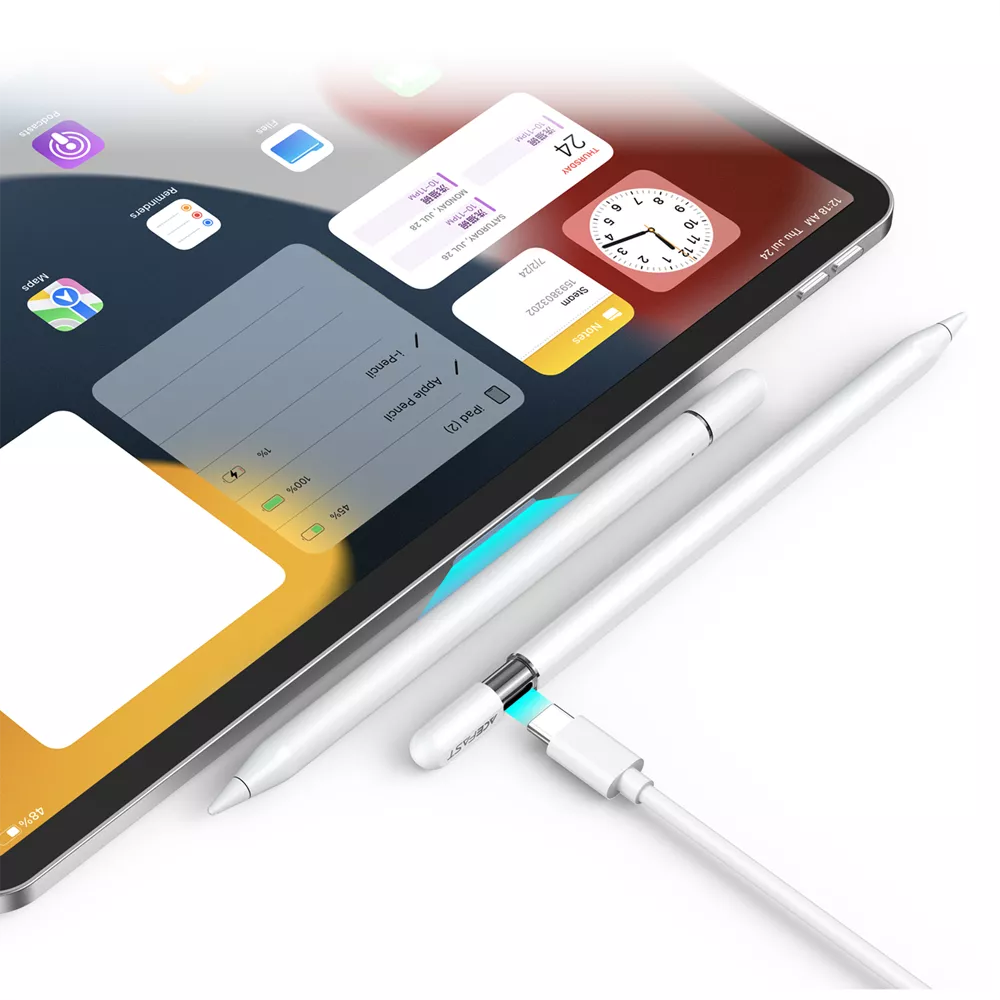 Slim white Acefast stylus pencil for Apple iPad, shown with its cap removed.