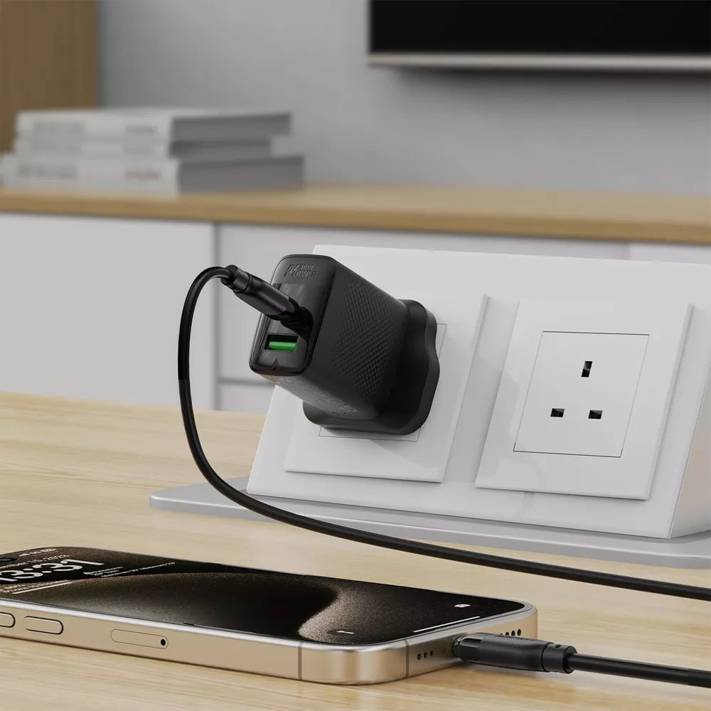 Black Acefast 60W USB-C to USB-C cable neatly coiled.