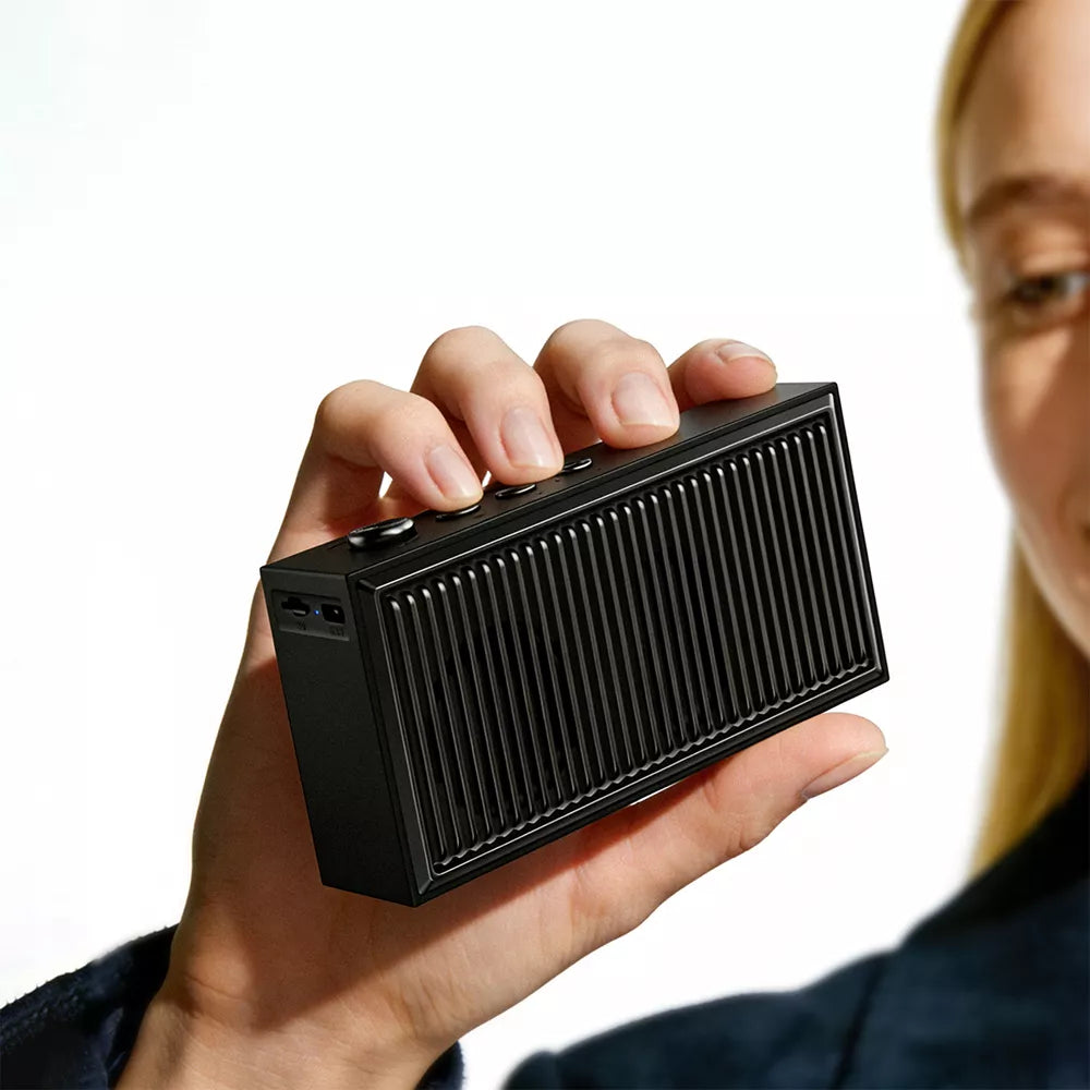 Small black Acefast Bluetooth speaker with a matte finish, shown from the front.