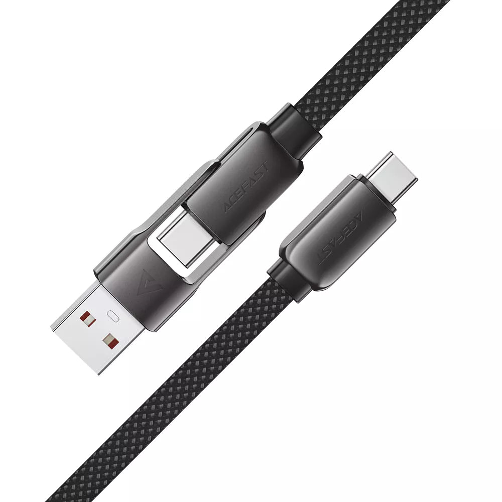 Short black braided Acefast cable with USB-A and USB-C plugs on one end.