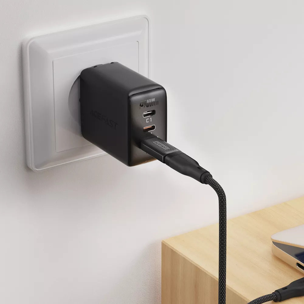 Slim black Acefast TPE adapter with a USB-C plug and a USB-A socket.