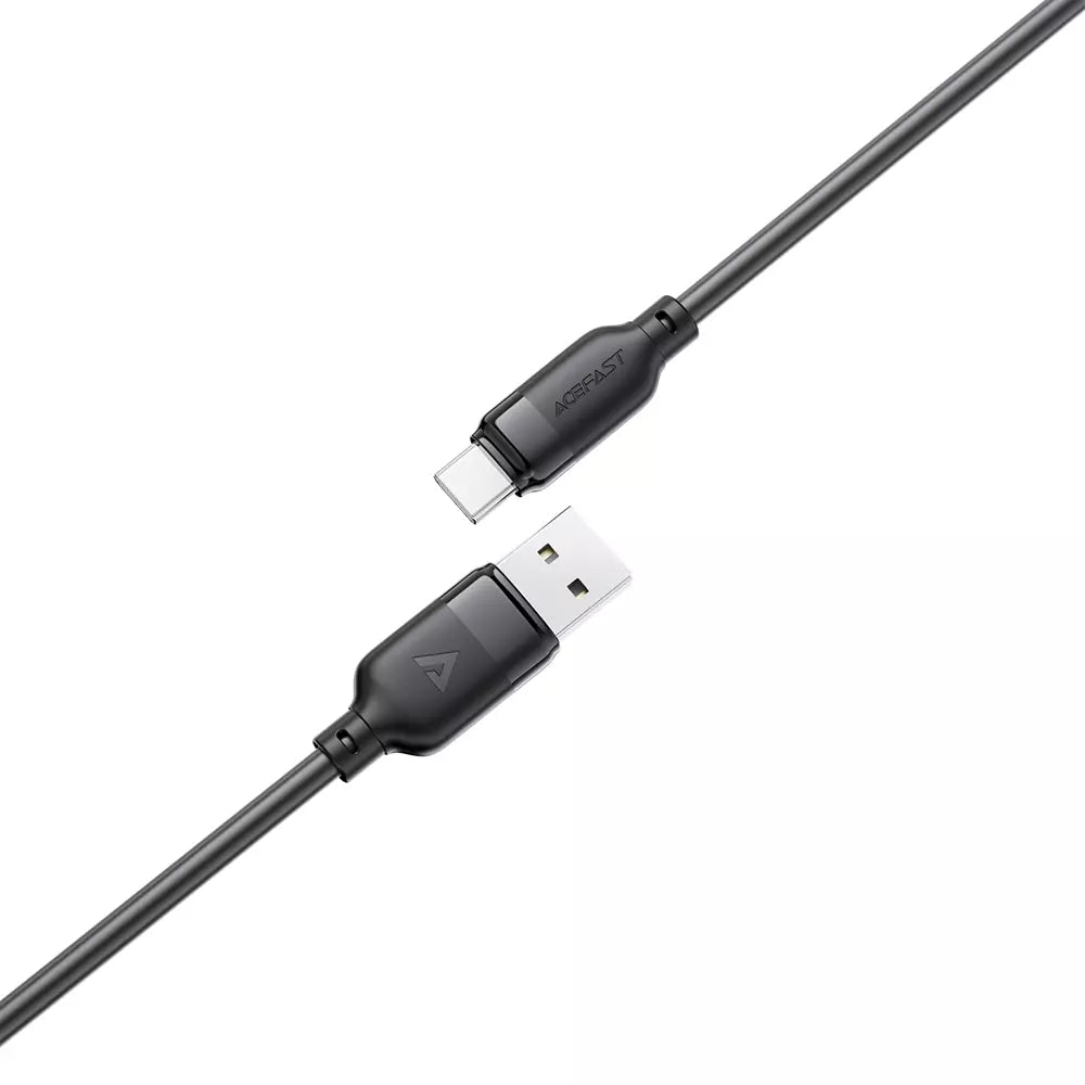 Black Acefast USB-A to USB-C charging cable with a smooth TPE finish.