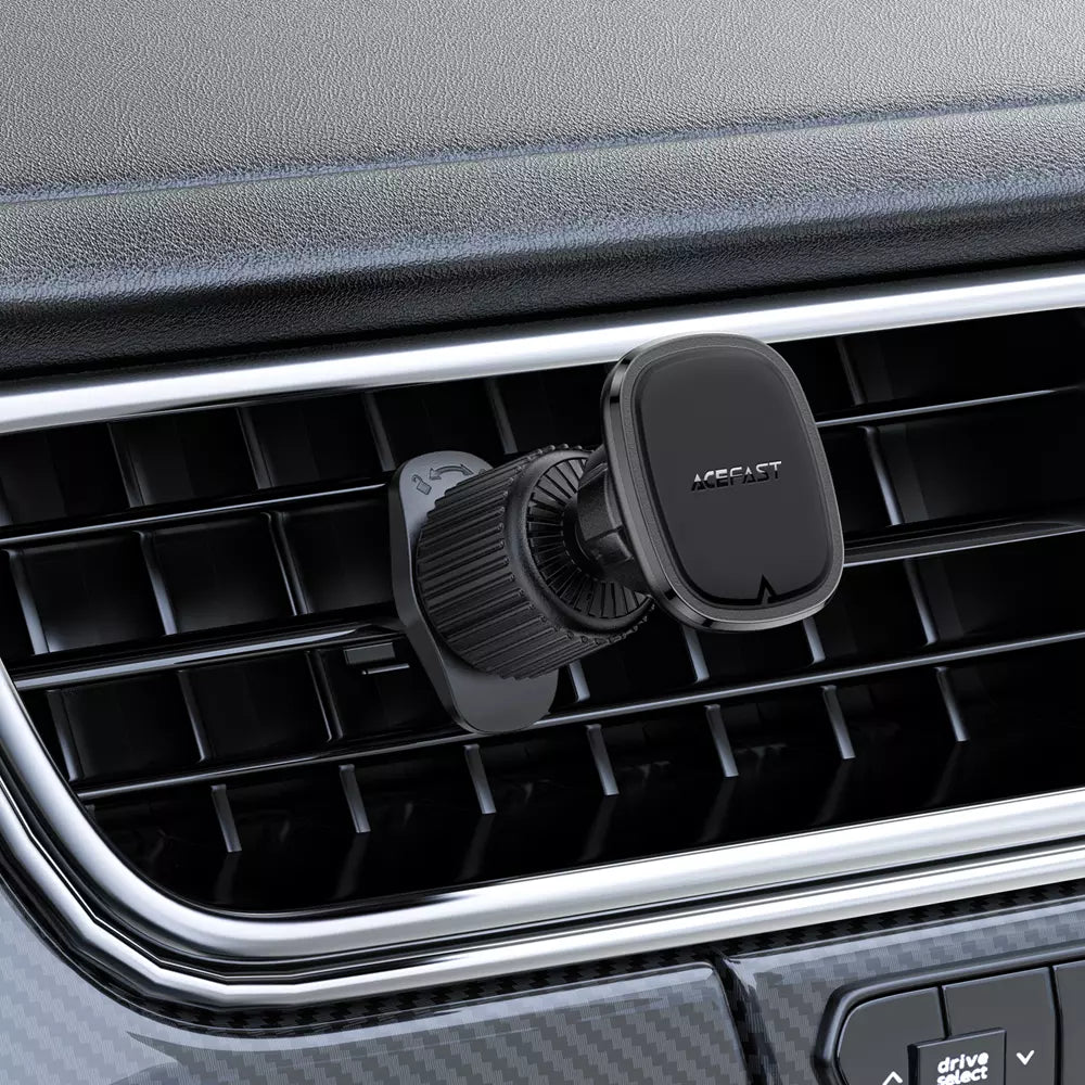 Black Acefast magnetic vent holder with a metal hook clip gripping a vent blade.